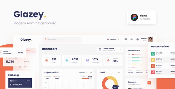 Glazey – Professional Clean Modern Admin Dashboard Template Figma