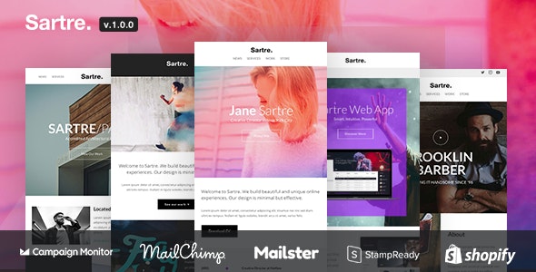 Sartre – Responsive Email Toolkit: 120+ Sections + MailChimp + Mailster + Shopify Notifications