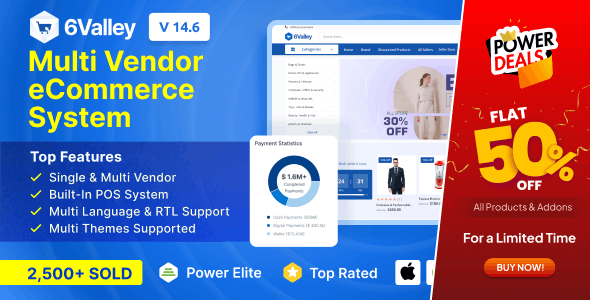 6Valley Multi-Vendor eCommerce CMS – Complete eCommerce Mobile App, Website, Seller and Admin Panel