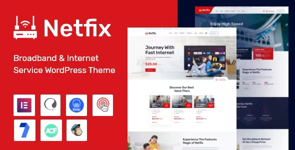 Netfix – Broadband  Internet Services WordPress Theme + RTL