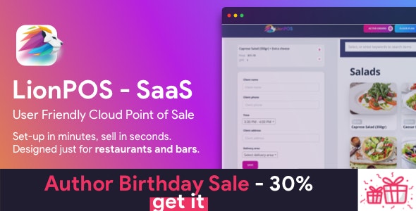 Lion POS – SaaS Point Of Sale Script for Restaurants and Bars with floor plan [Extended License]
