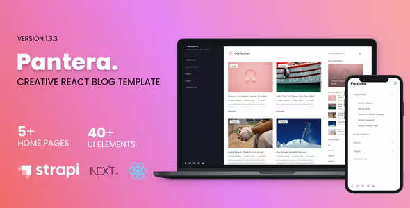 Pantera – Creative React Blog Template with RESTFul API 1.3.3