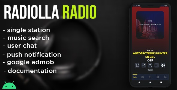 Radiolla S – live radio, news, push, search track, chat, php backend (android)