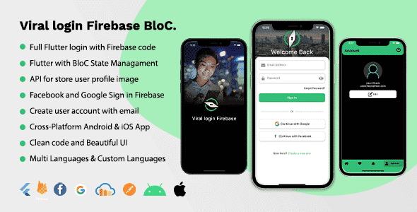 Viral Login Firebase BloC Full App