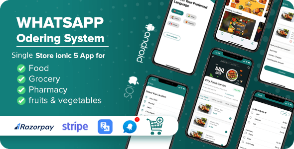 Whatsapp Ordering – Single Store ionic 5 App for Food, Grocery, Pharmacy, fruits & vegetables orders