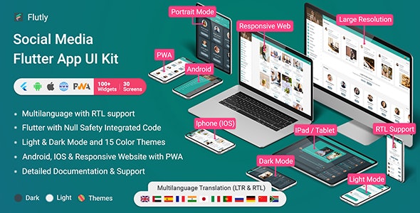 Flutly – Social Media Flutter App (Android, IOS, PWA Responsive Website)