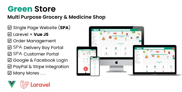 Green Store – Laravel  VUE Single Page Grocery Shop