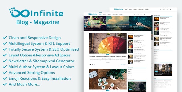 Infinite – Blog  Magazine Script + Demo Content