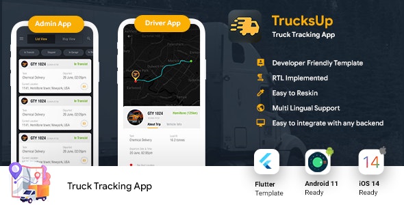 4 App Template| Truck Tracking| Truck Transportation Business| Truck Driver| Logistics| TrucksUp