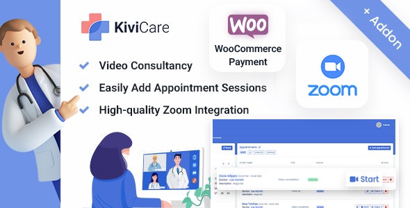 KiviCare – Zoom Telemed And WooCommerce Payment Gateway (Add-on)