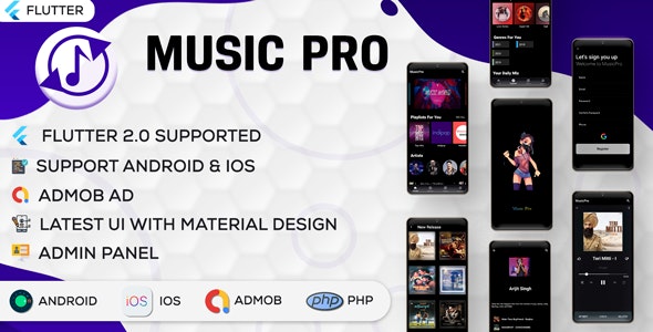 Flutter Music Player – Online MP3 (Songs) App With PHP Admin Panel