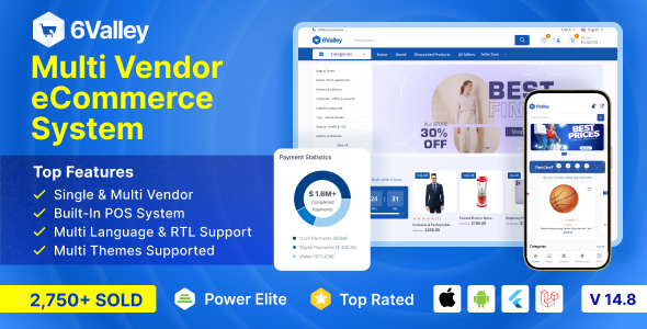 6Valley Multi-Vendor eCommerce CMS – Complete eCommerce Mobile App, Website, Seller and Admin Panel