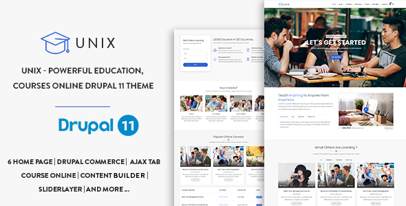 Unix – Powerful Education, Courses Online Drupal 11 Theme