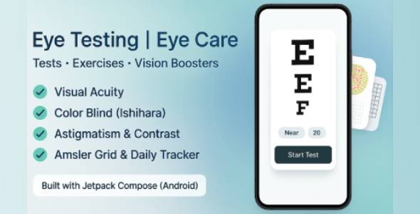 Android Eye Test  Eye Care App – Visual Acuity, Color Blind, Amsler, Exercises, Tracker